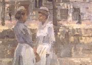 Isaac Israels Amsterdam Serving Girls on the Gracht (nn02) oil painting